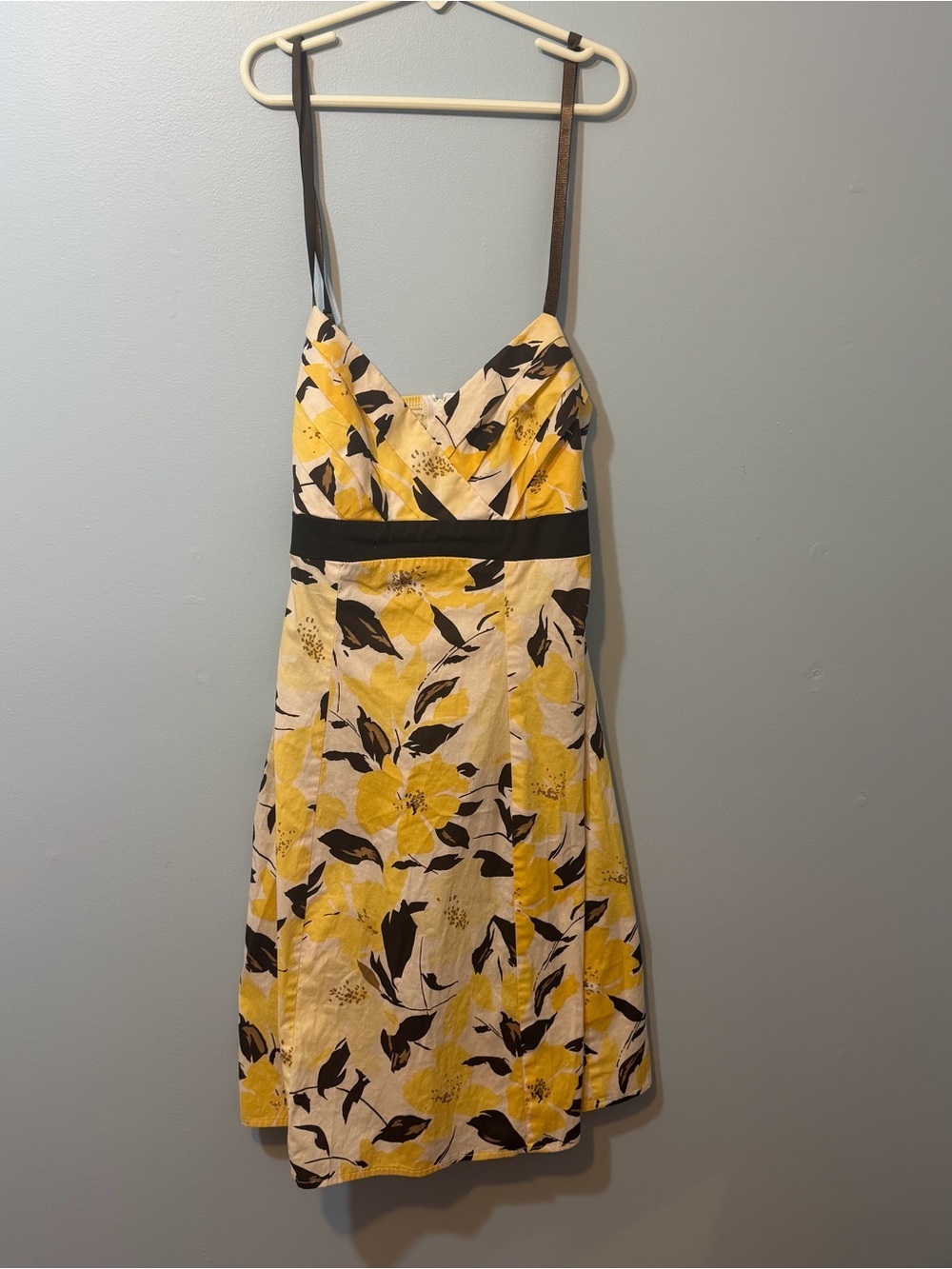Trixxi Yellow Floral Midi Dress with Black Accents